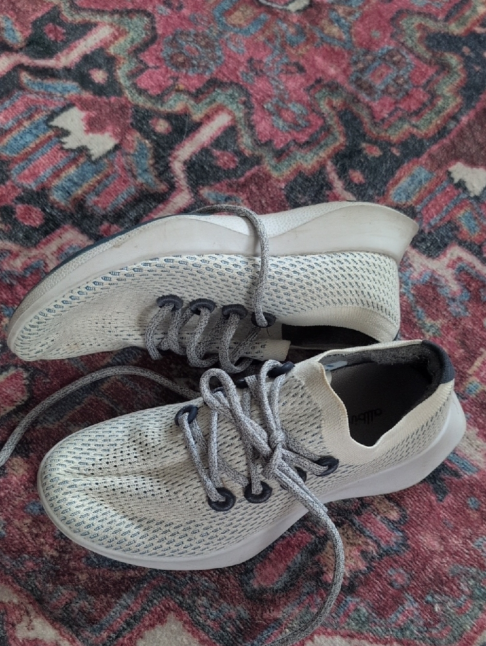 allbirds Men's Knit Athletic Sneakers in Light Gray and Black